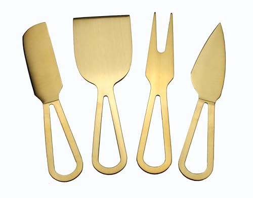 Prodyne 4-Piece Titanium Plated Cheese Knives Set in Gold