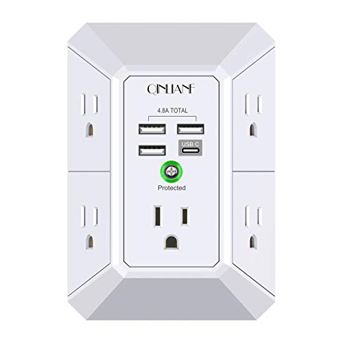 QINLIANF 5 Outlet Wall Charger with USB Ports (4.8A Total)