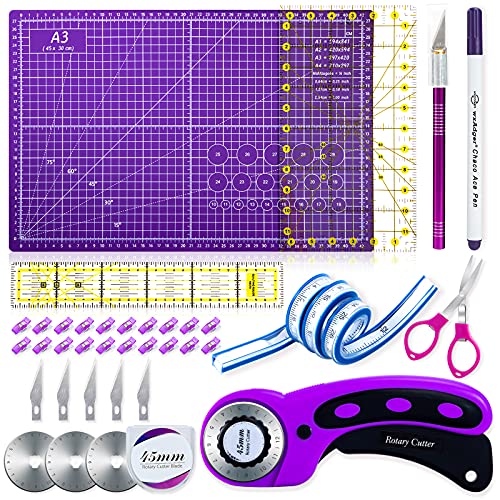 Quilting Set with Rotary Cutter and Cutting Mat