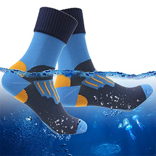 RANDY SUN Men's Waterproof Outdoor Hiking Socks - Blue, Medium