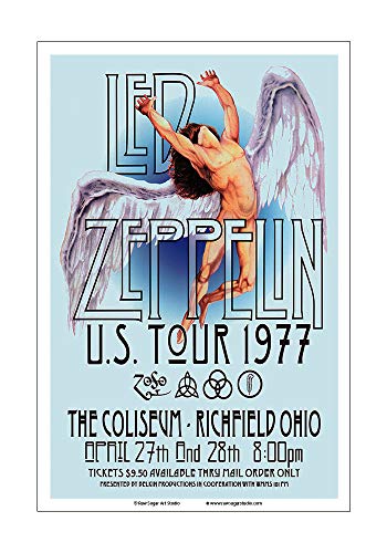 Raw Sugar Art Studio Led Zeppelin 1977 Cleveland Concert Poster