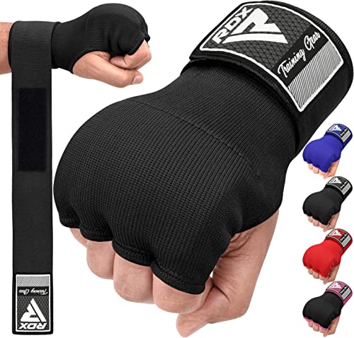 RDX Inner Gloves Hand Wraps MMA Fist Protector, Black, Large