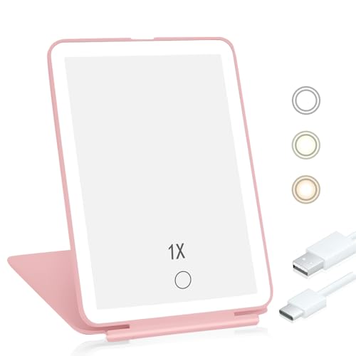Rechargeable Light up Pink Makeup Mirror