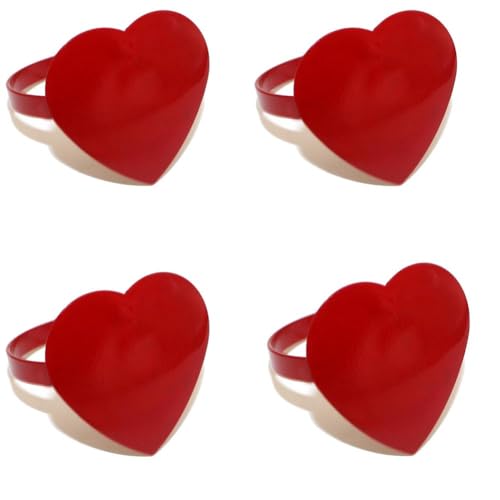 Red Heart Napkin Rings Set