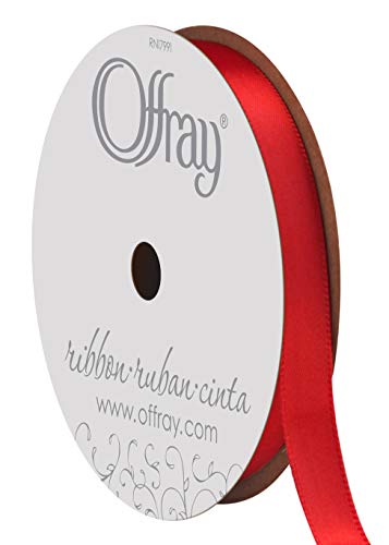 Red Satin Ribbon, 3/8" Wide, 6 Yds