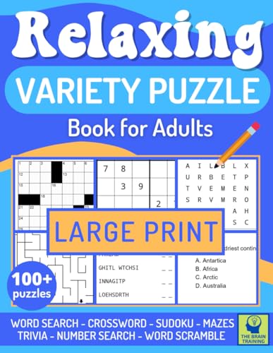 Relaxing Variety Puzzle Book for Adults