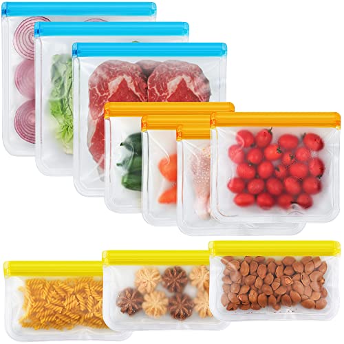 Reusable Silicone Ziplock Bags - BPA Free Food Storage (10 Pack)