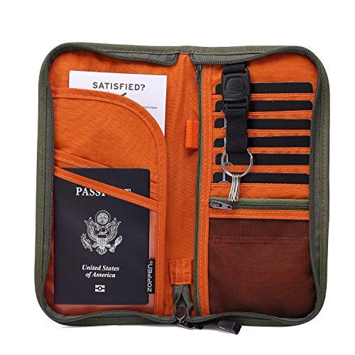 RFID Travel Wallet Organizer Zipper Case Army Green
