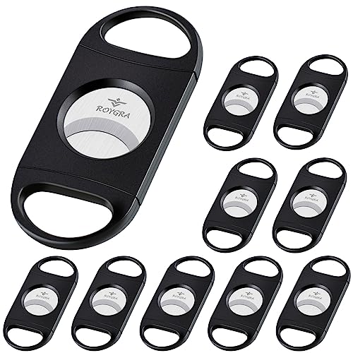 roygra Cigar Cutter, 65 Ring Fit, Guillotine Double Blade - 10 Pack