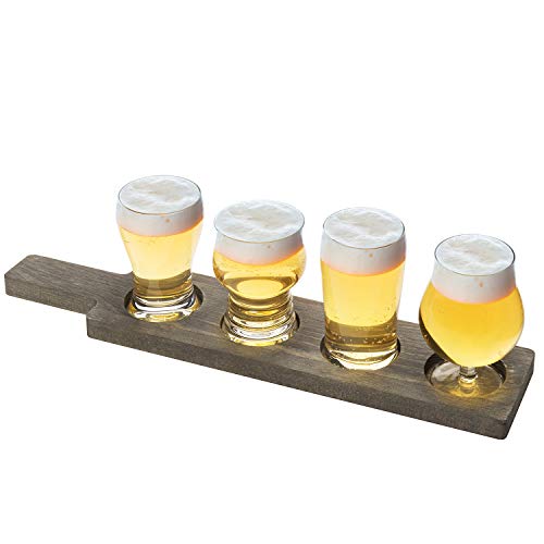 Rustic Beer Flight Board with Glasses Set