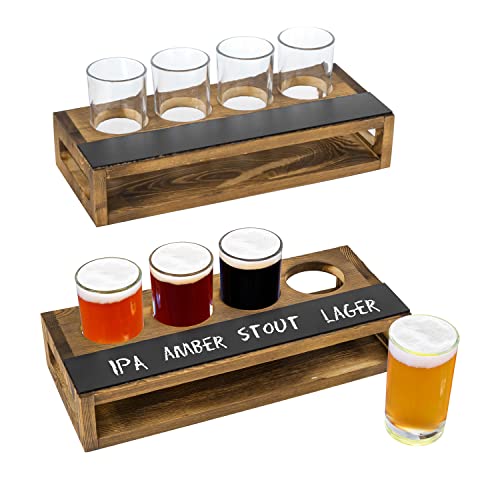 Rustic Beer Flight Set with Glasses, Set of 2
