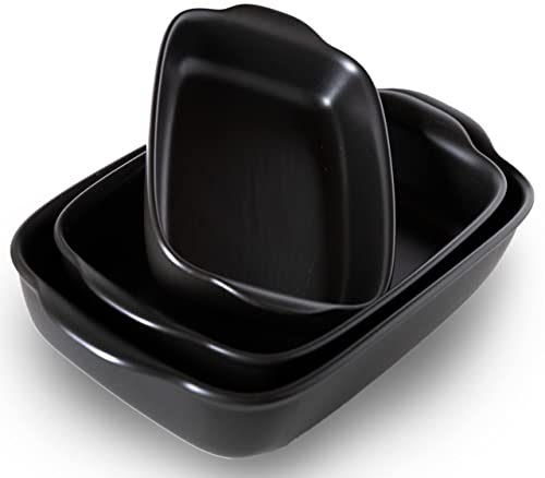 Saffron & Sage 3-Piece Black Ceramic Casserole Dish Set