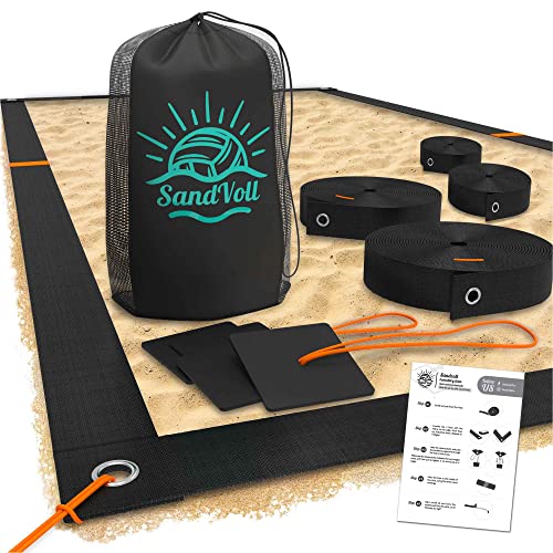 SandVoll Beach Volleyball Boundary Lines Set with Anchors and Net Bag