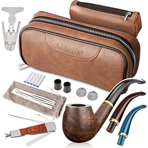 Scotte Tobacco Pipe Set with Leather Pouch and Accessories