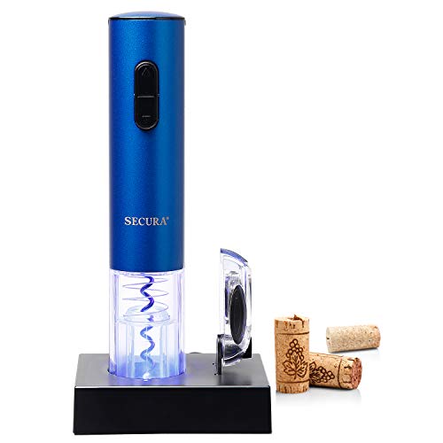 Secura Rechargeable Electric Wine Opener with Foil Cutter (Blue)