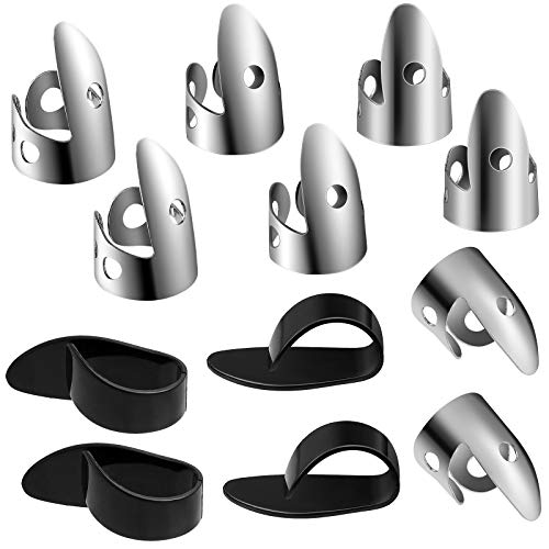 Shappy 12-Piece Stainless Steel Finger Picks Set for Guitar and Banjo