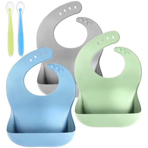 Silicone Baby Bibs and Spoons Set