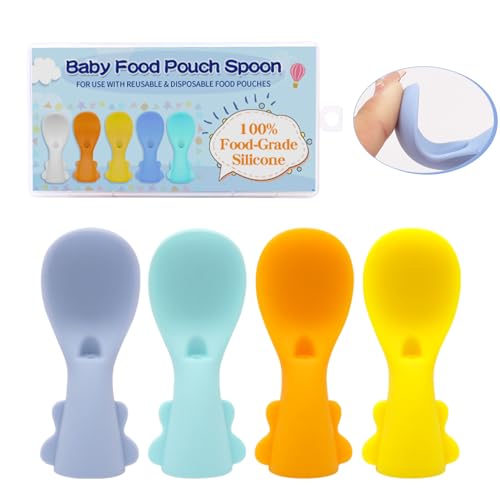 Silicone Baby Spoon & Pouch Feeder Attachments 4-Pack