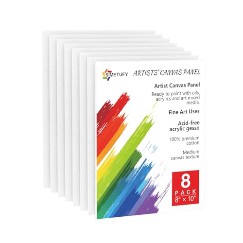 Simetufy 8 Pack 8x10 Inch Canvas Panels for Painting