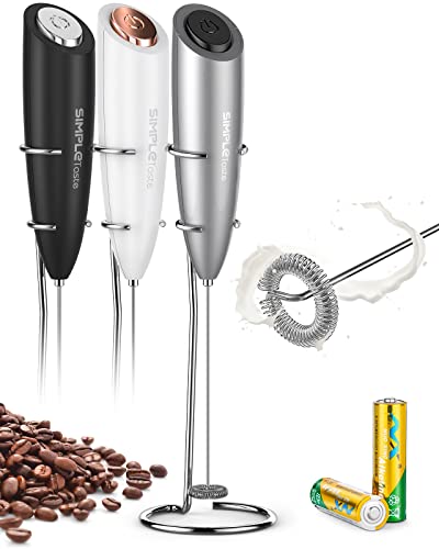 SIMPLETaste Electric Milk Frother - Stainless Steel Whisk & Stand