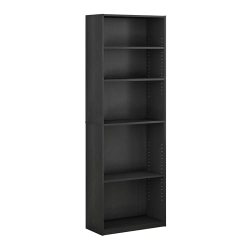 Sleek Black 5-Tier Bookcase