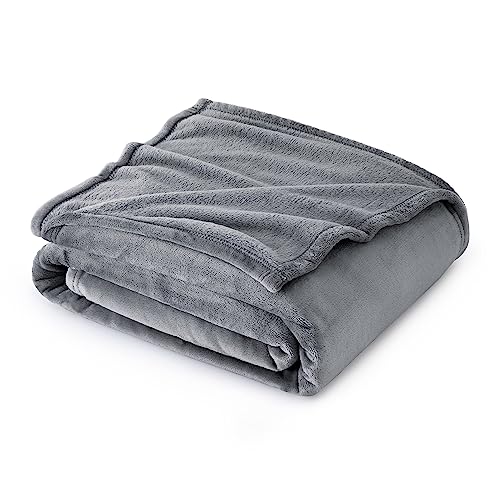 Soft Plush Fleece Throw Blanket for Sofa in Grey, 50x60 inches
