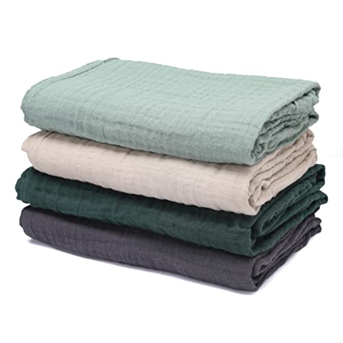 Soft Silky Cotton Muslin Swaddle Blankets - 4-Pack