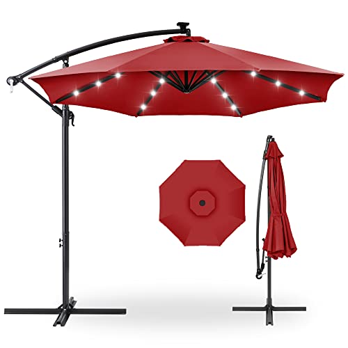 Solar LED Offset Hanging Market Patio Umbrella