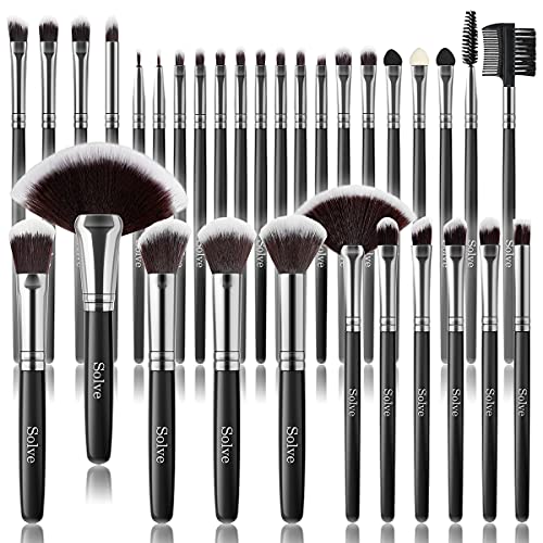 SOLVE 32 Piece Professional Makeup Brushes Set, Black