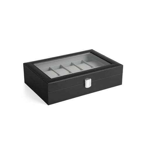 SONGMICS 12-Slot Watch Box with Large Glass Lid