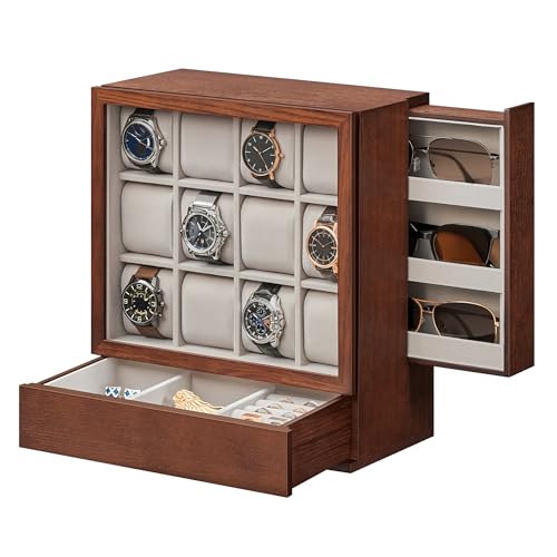 SONGMICS 12-Slot Wooden Watch Box