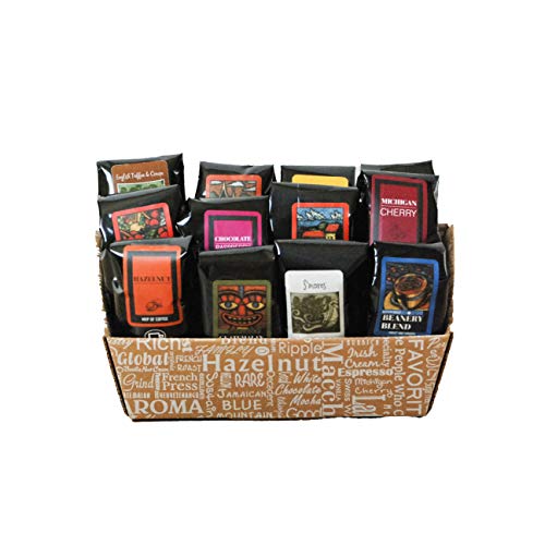 Specialty Arabica Coffee Gift Box - 12 Sample Bags of Medium Roast Ground