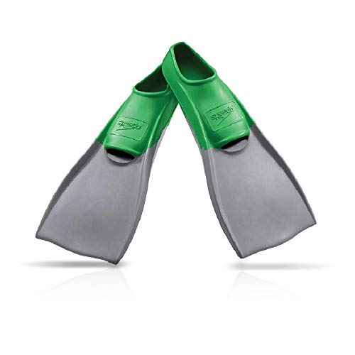 Speedo Long Blade Training Swim Fins, Green/Grey, Size S