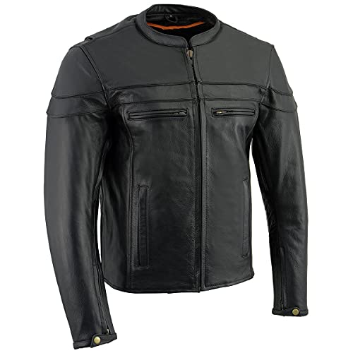 Sporty Crossover Scooter Style Leather Jacket