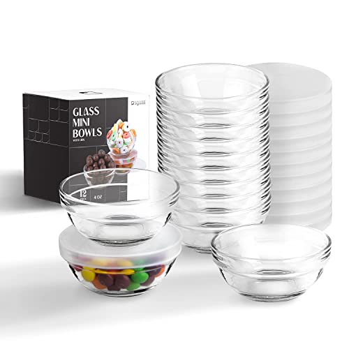 SQARR Glass Prep Bowls with Lids - Perfect for Kitchen Lovers (12 Set)