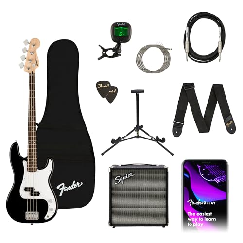 Squier 2-Year Warranty Bass Guitar Kit with Rumble 15G Amp and Accessories