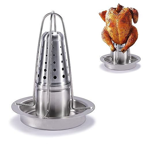 Stainless Steel Beer Can Chicken Roaster Stand with Flavouring Container