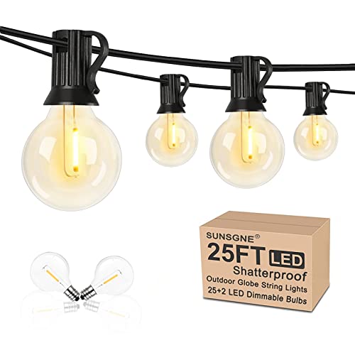 SUNSGNE 25Ft Globe Waterproof LED String Lights for Outdoor and Indoor Use
