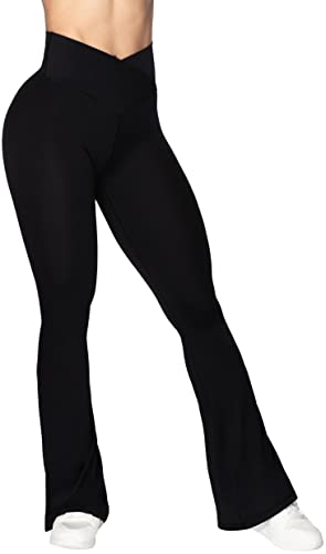  TOPYOGAS Womens Casual Flare Leggings with Pocket Bootleg Yoga  Pants Crossover Hight Waisted Workout Pants Black : Clothing, Shoes &  Jewelry