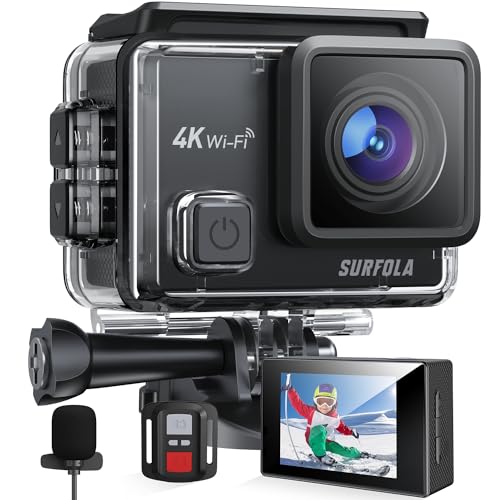 Surfola 4K WiFi Waterproof Action Camera with Accessory Bundle