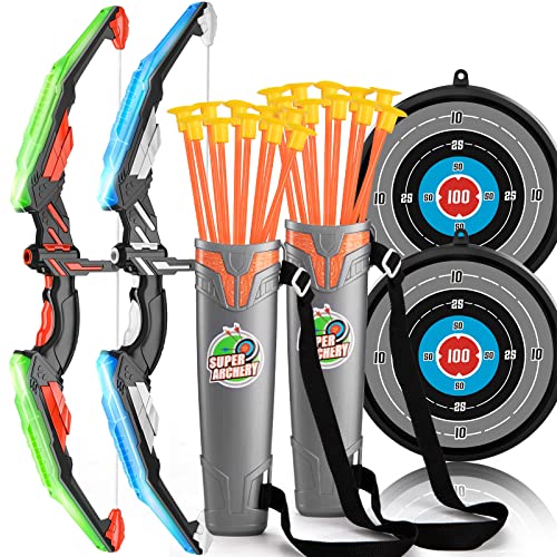 Temi LED Bow and Arrow Archery Set with 20 Suction Cup Arrows and Quiver