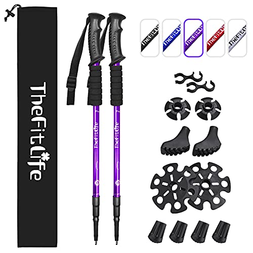 TheFitLife Ultralight Telescopic Trekking Poles - 2 Pack with Antishock