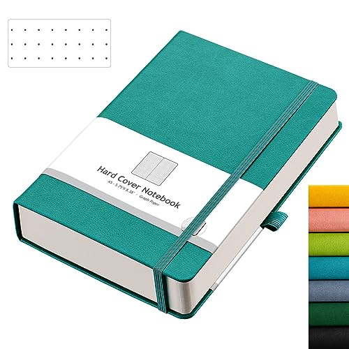 Thick Cyan Dotted Journal - 320 Numbered Pages Dot Grid Notebook A5
