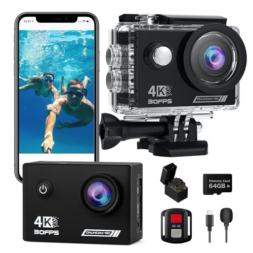 TIMNUT 4K Action Camera with 64G SD Card and Accessories