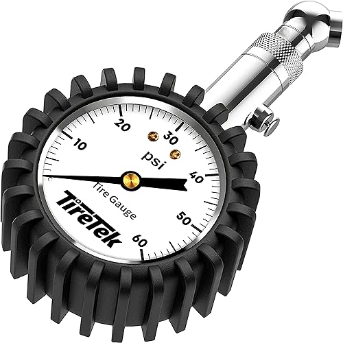 TIRETEK Car Tire Pressure Gauge (0-60 PSI) - Heavy Duty ANSI Certified Air Gauge