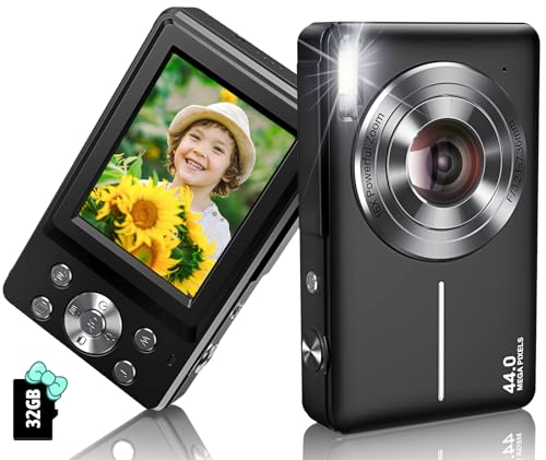 Toberto 2024 Digital Camera: 1080P 44MP, 16X Zoom, Anti-Shake, Compact for Kids