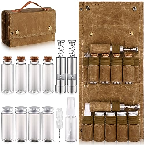 TOBWOLF Outdoor Spice Kit with 9 Jars, Portable Bag Organizer