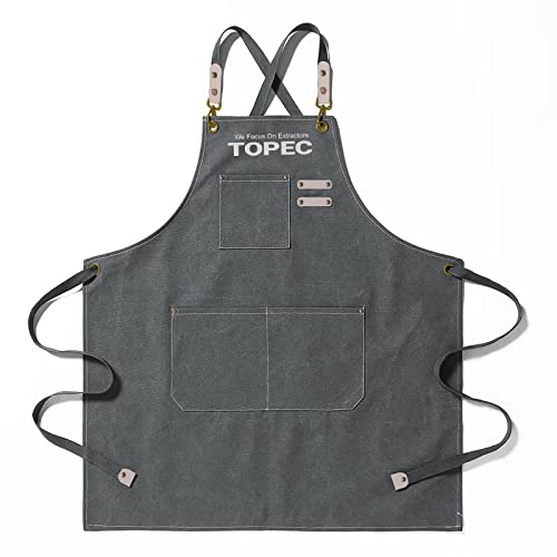 Topec Canvas Cross Back Work Apron with Large Pockets