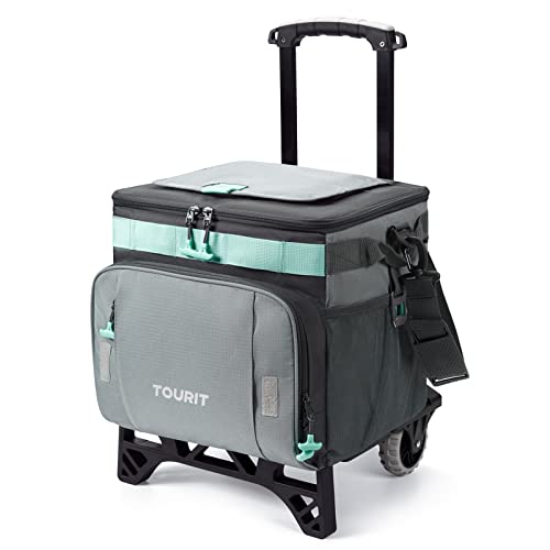 TOURIT 50-Can Rolling Cooler with Leakproof Insulation and All-Terrain Cart