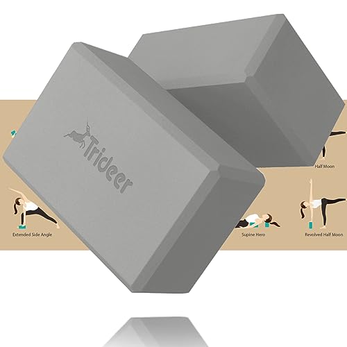 Trideer 2-Pack Premium Yoga Blocks, 9x6x3 - Gray